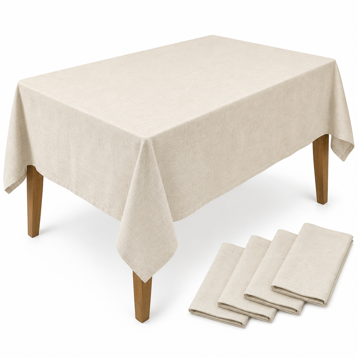Linen-Look Dining Tablecloth & Napkin Set