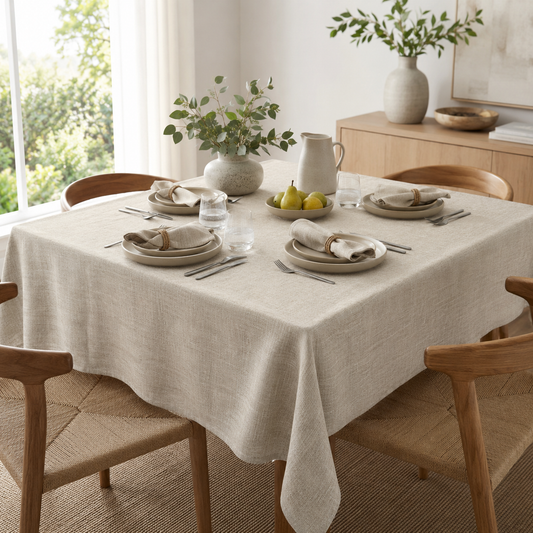 Linen-Look Dining Tablecloth & Napkin Set