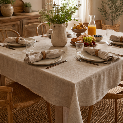 Linen-Look Dining Tablecloth & Napkin Set