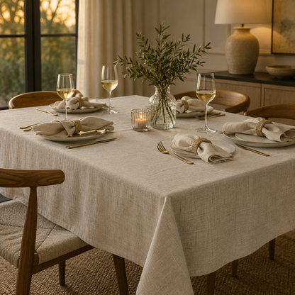Linen-Look Dining Tablecloth & Napkin Set