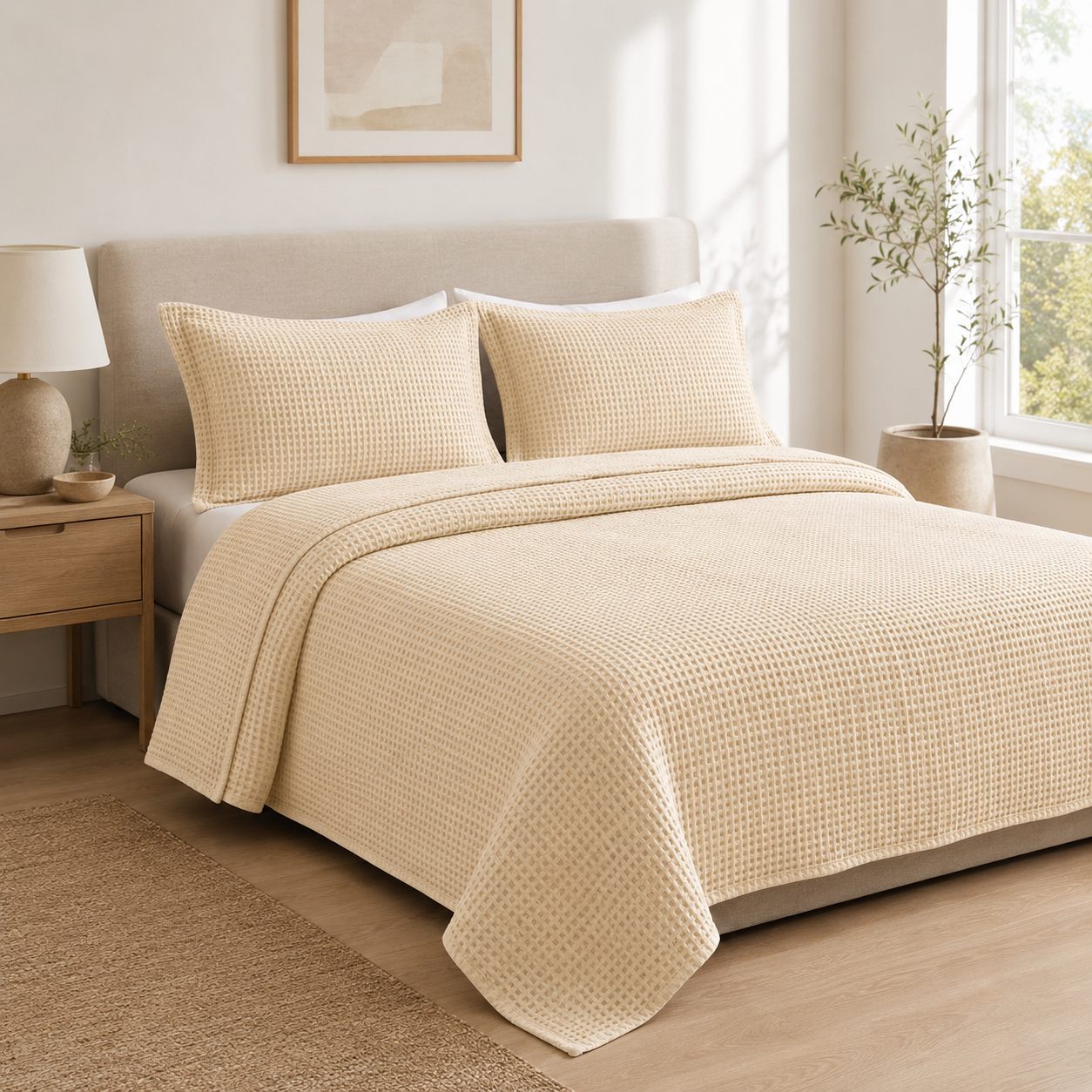 Waffle Texture Bedspread Set