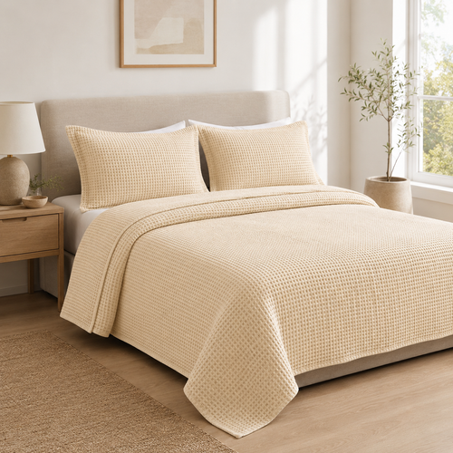 Waffle Texture Bedspread Set
