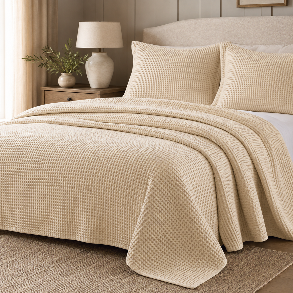 Waffle Texture Bedspread Set