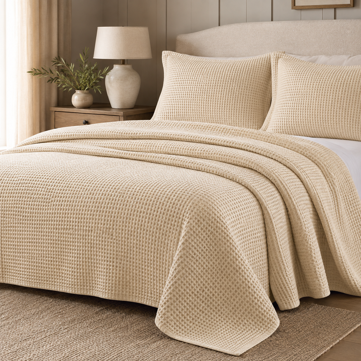 Waffle Texture Bedspread Set