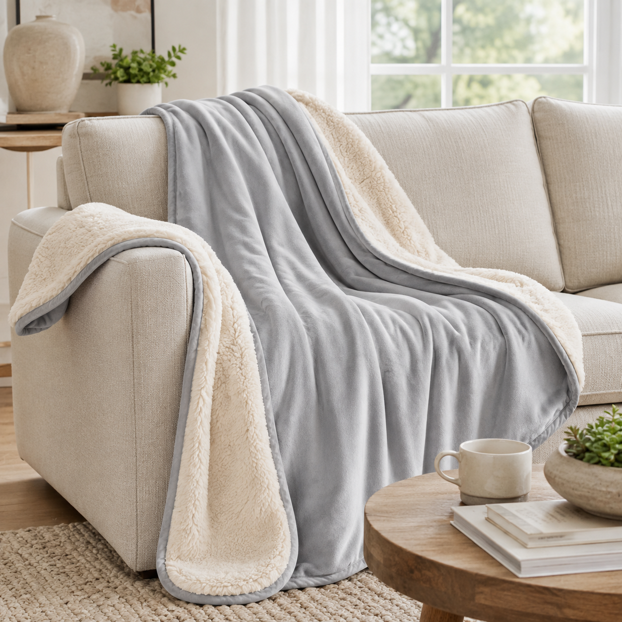 Reversible Cooling & Cozy Throw Blanket